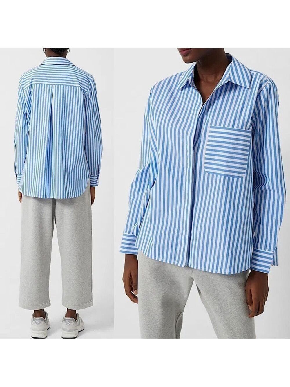 French Connection Thick Stripe Relaxed Fit Popover Top
